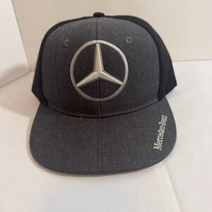 Mercedes Benz Hat With Logo Sandwich Bill Black And Gray Cap Adjustable‎ Unisex